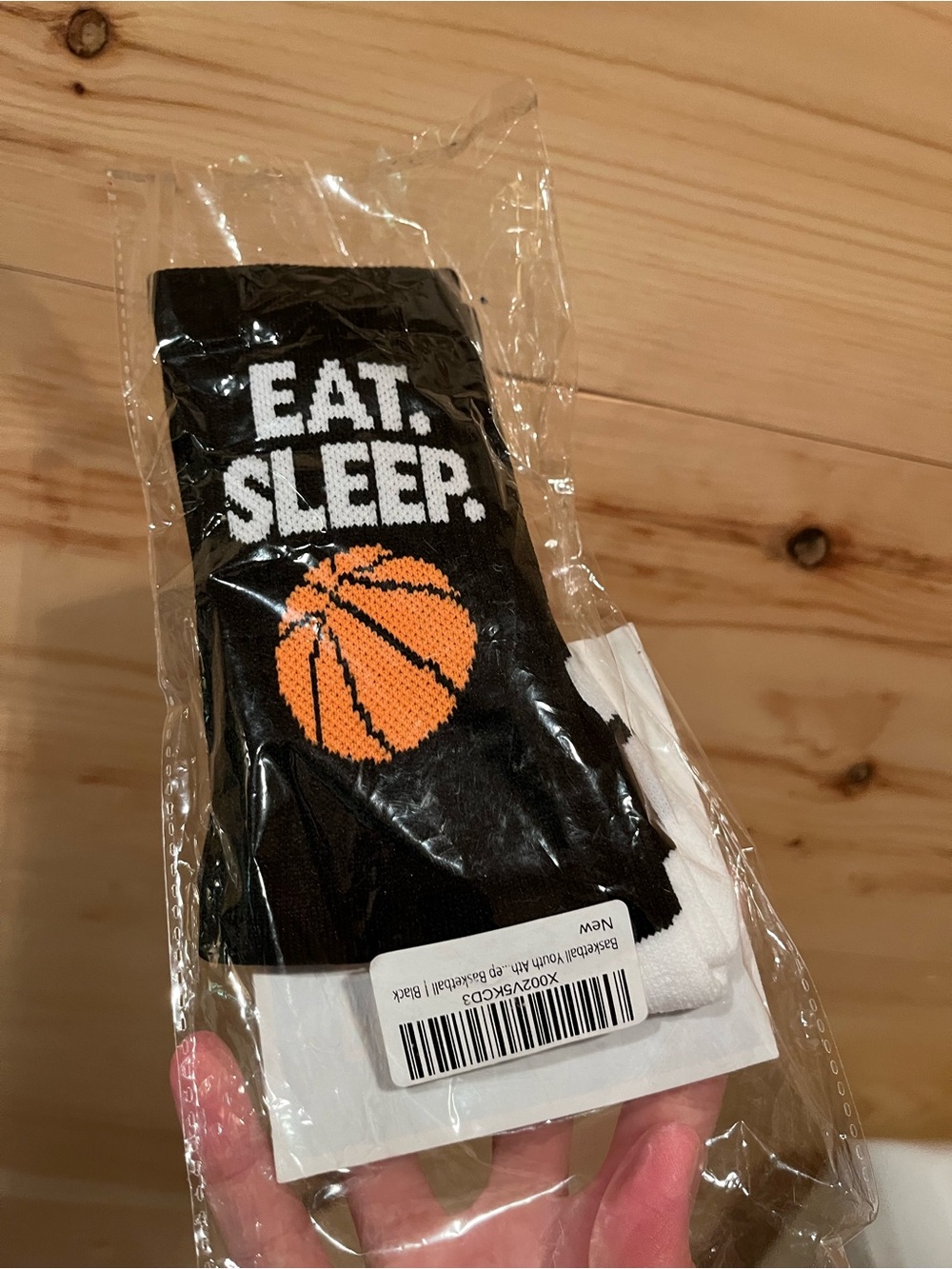 Men's Black 'Eat. Sleep.' Basketball Crew Socks
